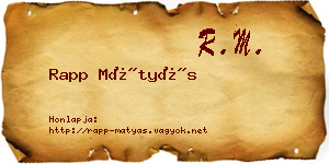 Rapp Mátyás névjegykártya